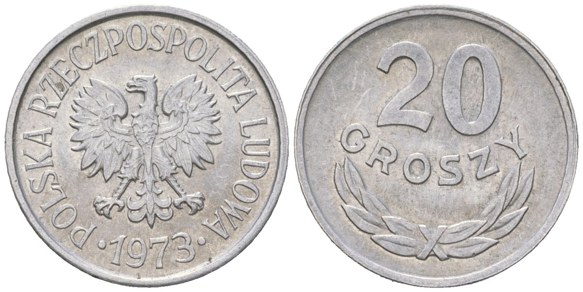 Польша 20 грошей 1973 Y A47 алюминий UNC 99-842
