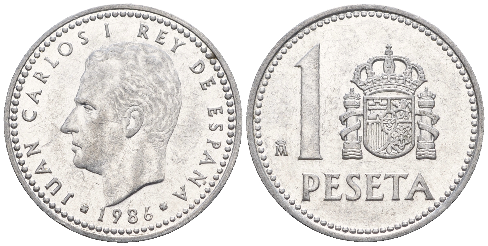 Испания 1 песета 1986 M, Хуан Карлос I (1975-2014) KM 821 алюминий 85-641