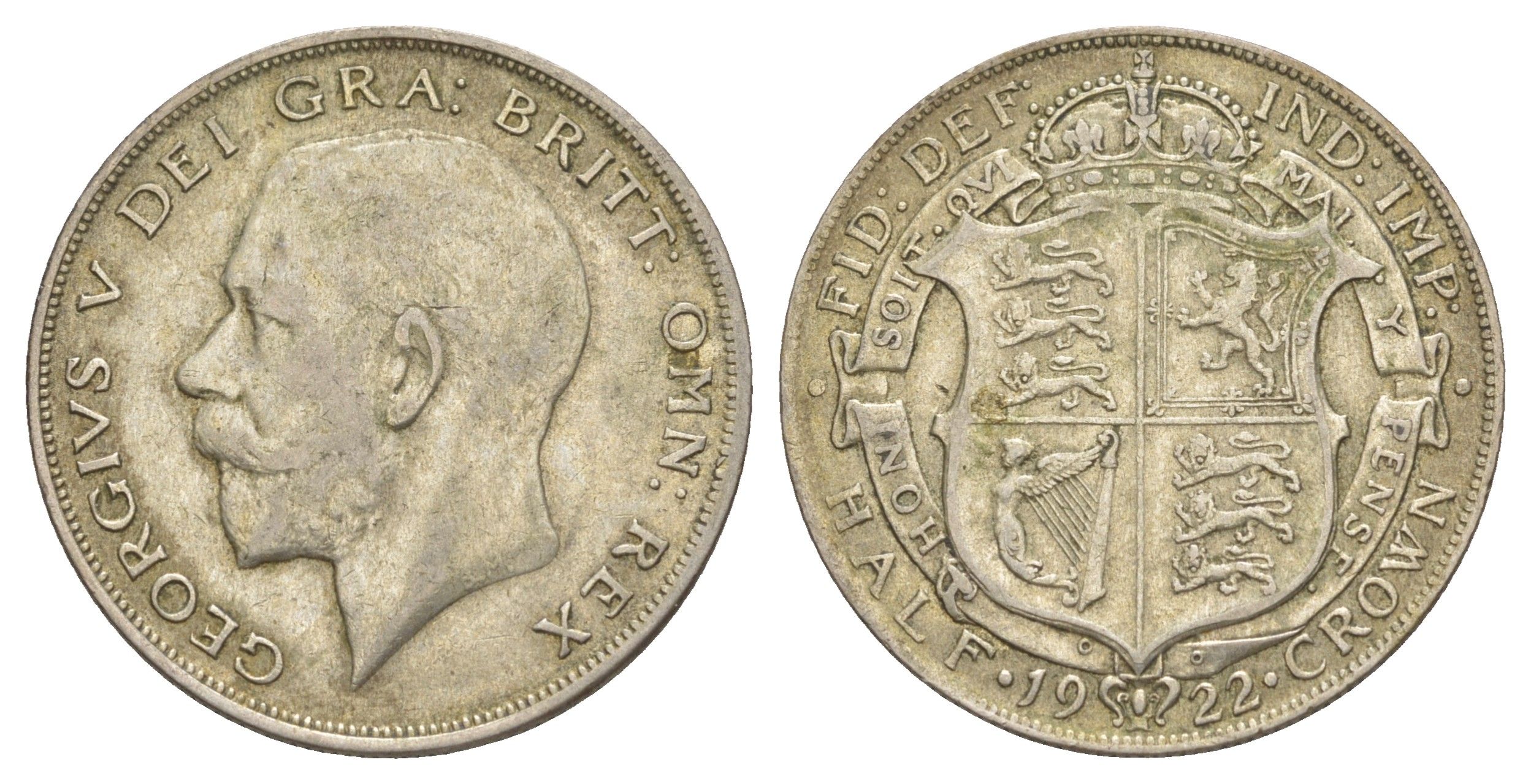 Великобритания 1/2 кроны 1922 Георг V (1910-1936) KM 818.2, Spink 4021 серебро 1526-535