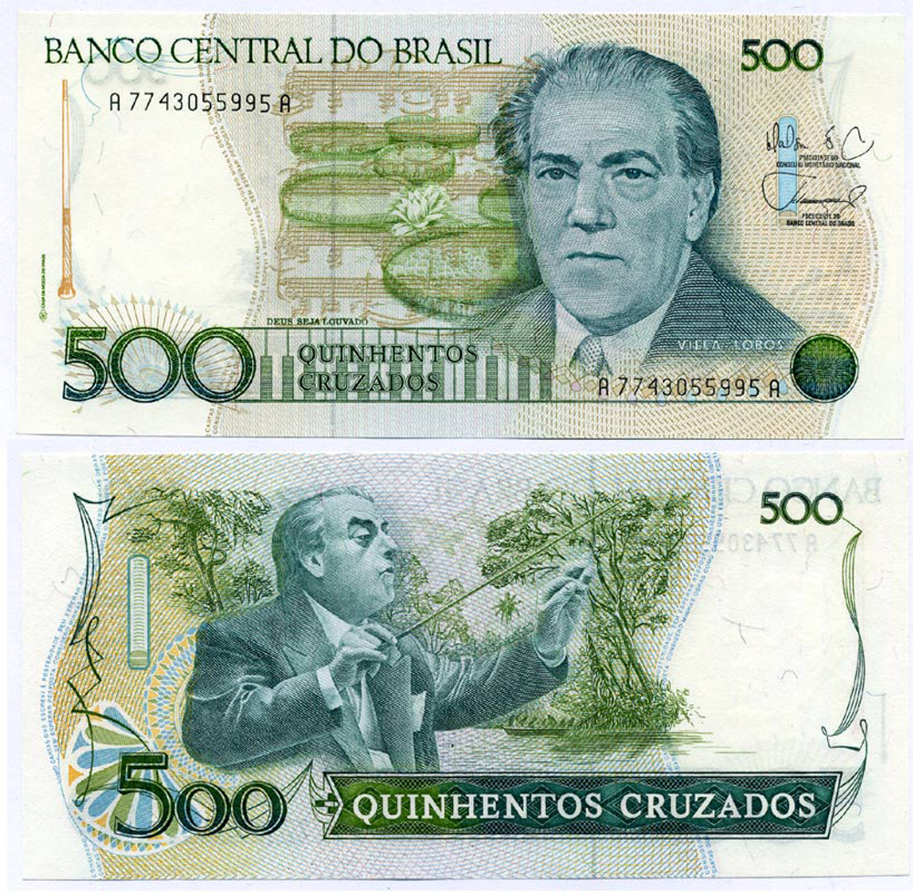 Бразилия 500 крузадо ND (1986-1988) ПОДПИСЬ 26 Pick 212d бумага UNC (пресс) 00-00