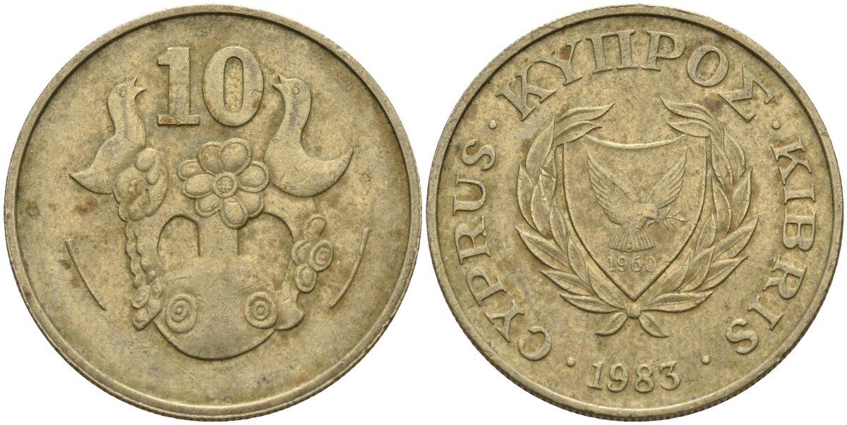 Кипр 10 центов 1983 KM 56.1 никель латунь 4141-1117