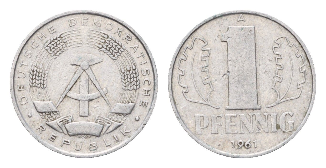 ГДР 1 пфенниг 1961 A KM 8.1 алюминий 4685-1257