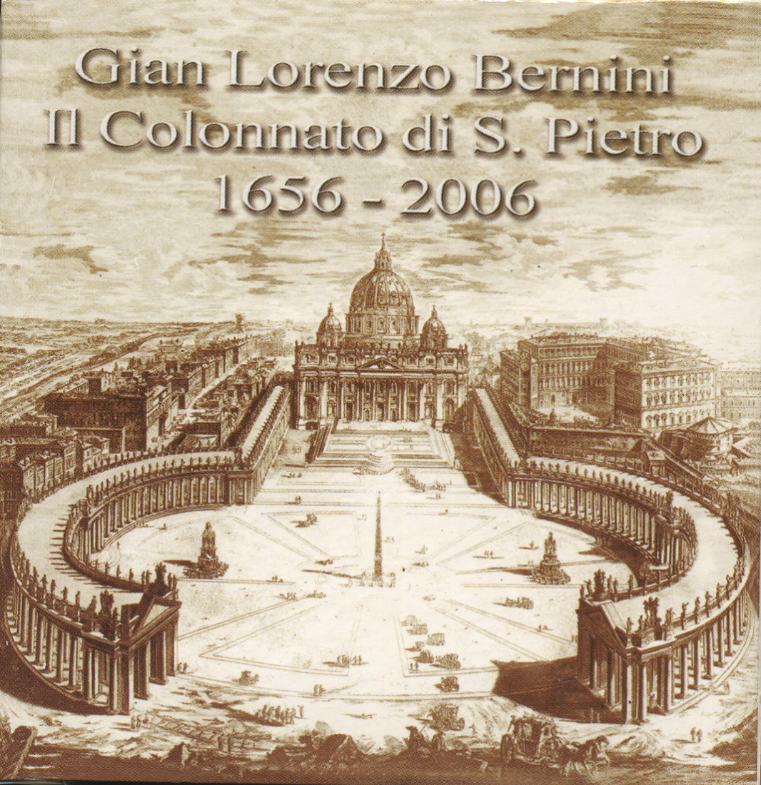 Ватикан 10 евро 2006 Бенедикт XVI, Джованни Лоренцо Бернини, колоннада собора Святого Петра, в оригинальной коробке, с сертификатом KM 384 серебро PROOF 7-1-72