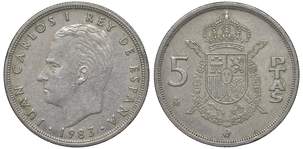 Испания 5 песет 1983 Хуан Карлос I (1975-2014) KM 823 медно-никель 4543-221