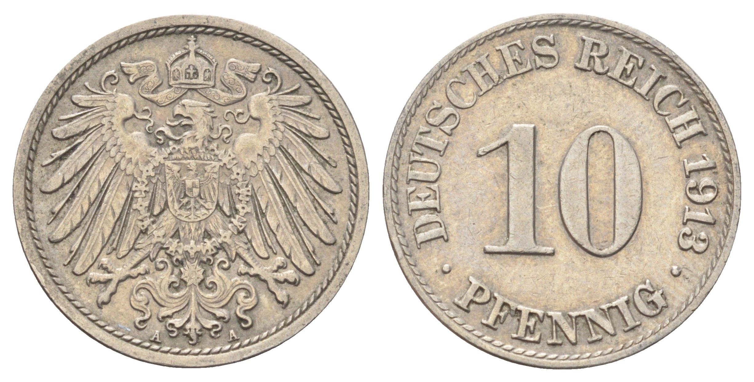 Германия 10 пфеннигов 1913 A KM 12, J. 13 медно-никель 4701-1132