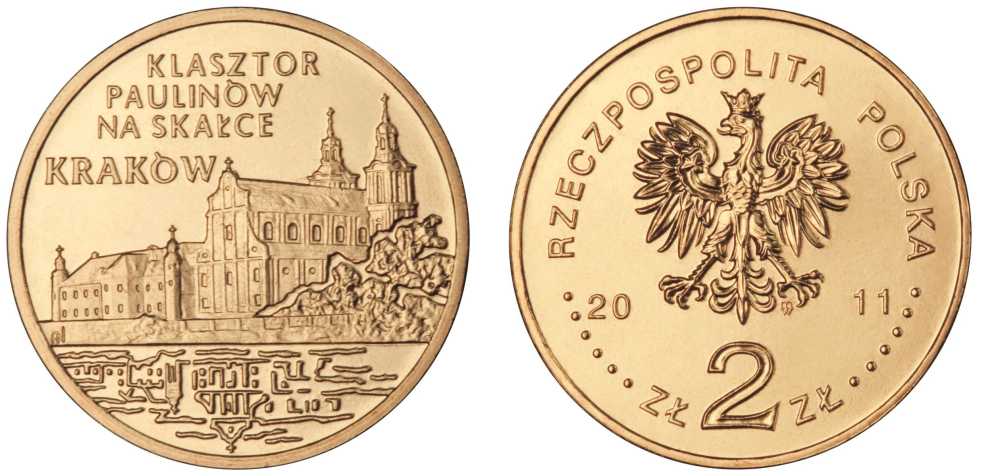 Польша 2 злотых 2011 серия города Польши, Краков KM 805 латунь UNC M26-03
