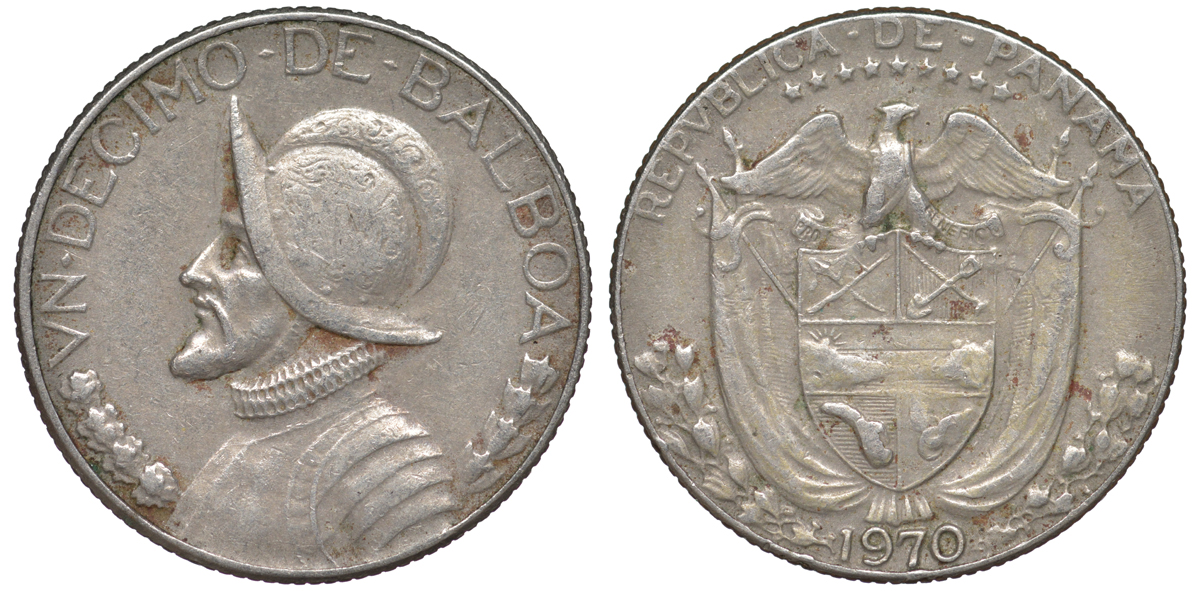 Панама 1/10 бальбоа 1970 KM 10а медь плакированная медно-никелем 45-1111