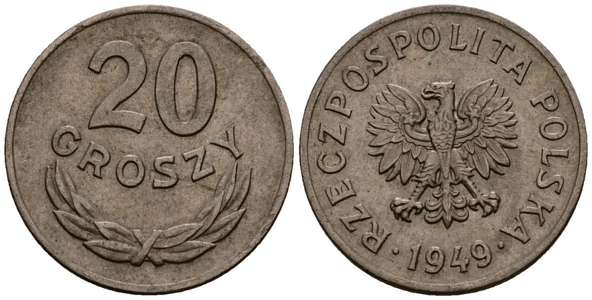 Польша 20 грошей 1949 Y 43 медно-никель 4177-741