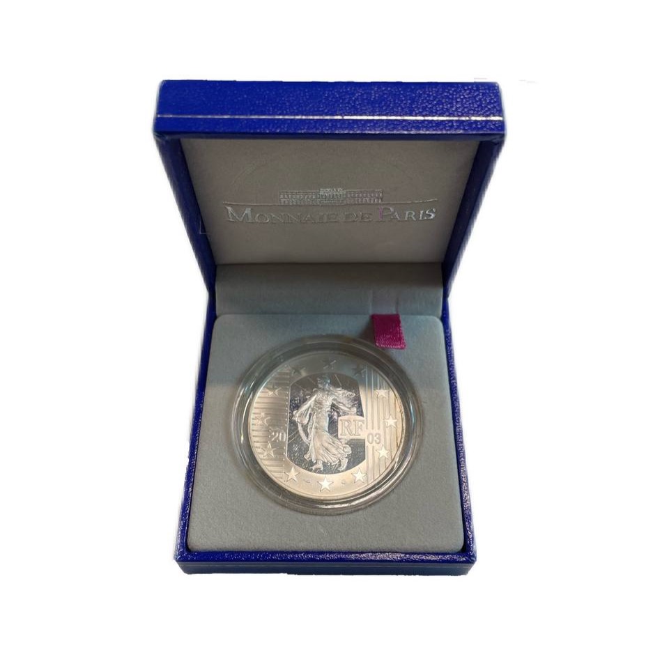 Франция 1 1/2 евро 2003 сеятель, евросоюз, в оригинальной коробке KM 2003 серебро  PROOF  3-4-6-03