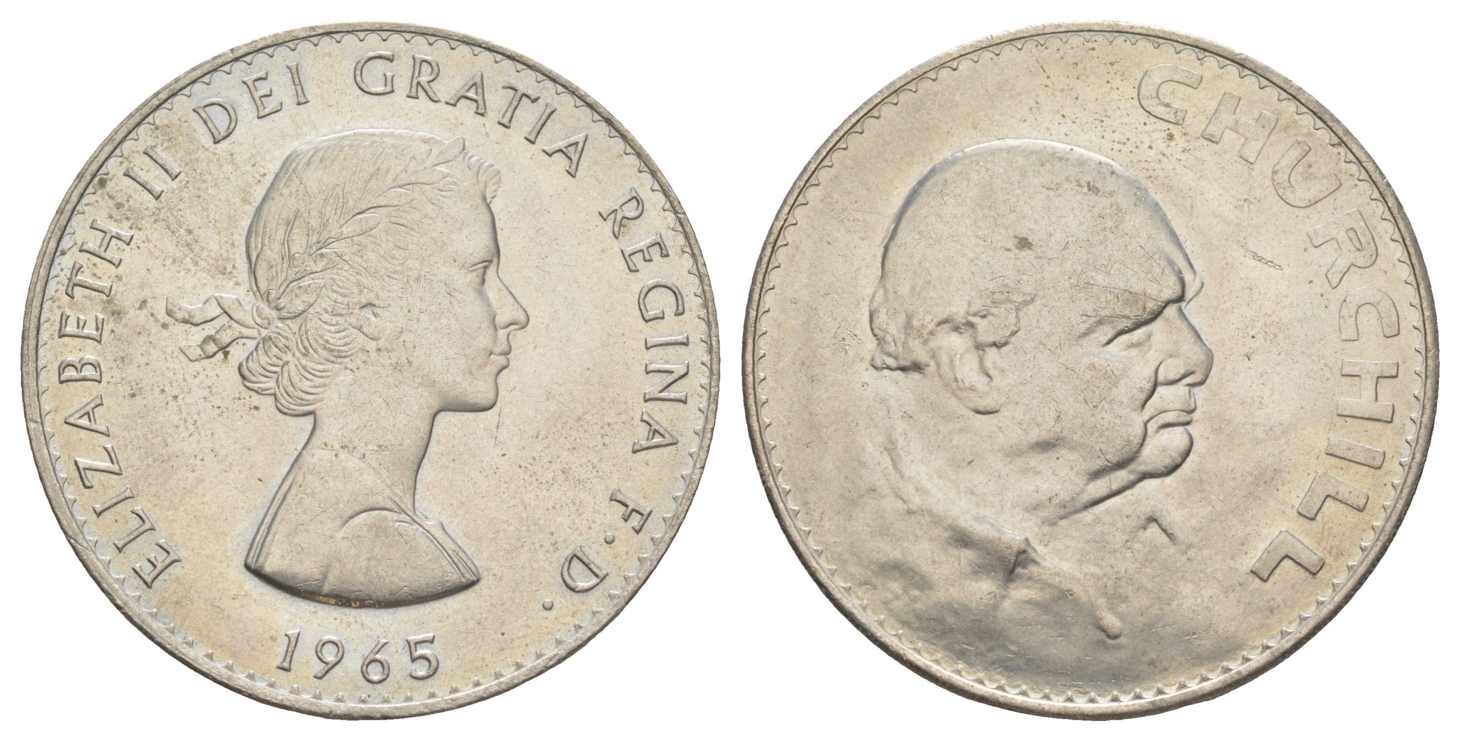 Великобритания 1 крона (5 шиллингов) 1965 Уинстон Черчилль, Елизавета II (1952-2022) KM 910, Spink 4144 медно-никель UNC 1091-8-14