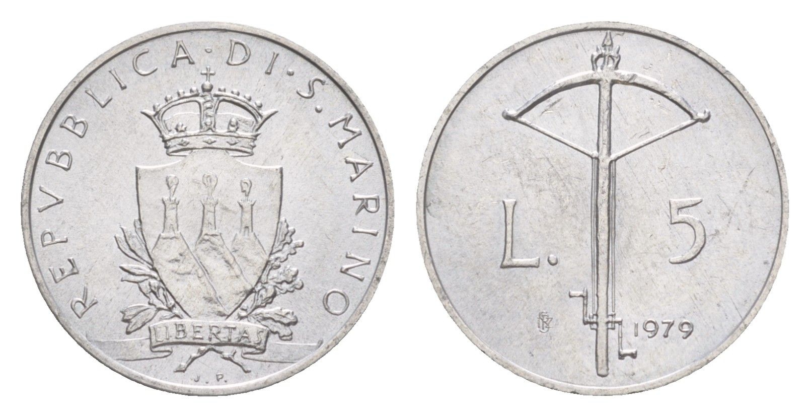 Сан-Марино 5 лир 1979 Институциональные органы государства KM 91 алюминий UNC 4647-225