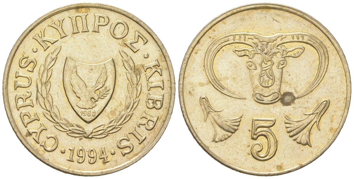 Кипр 5 центов 1994 KM 55.3 никель латунь UNC 4618-318
