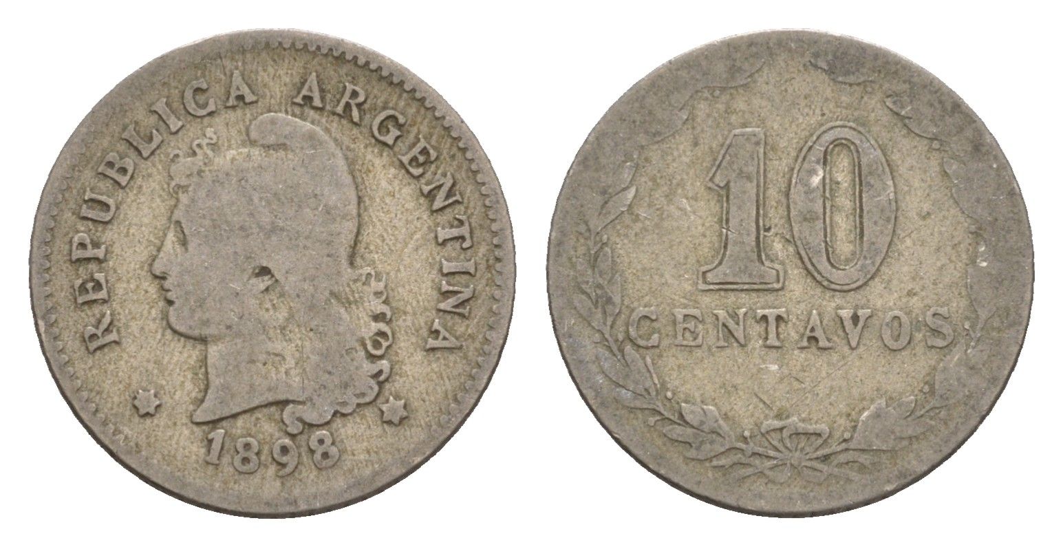 Аргентина 10 сентаво 1898 KM 35 медно-никель 4655-966