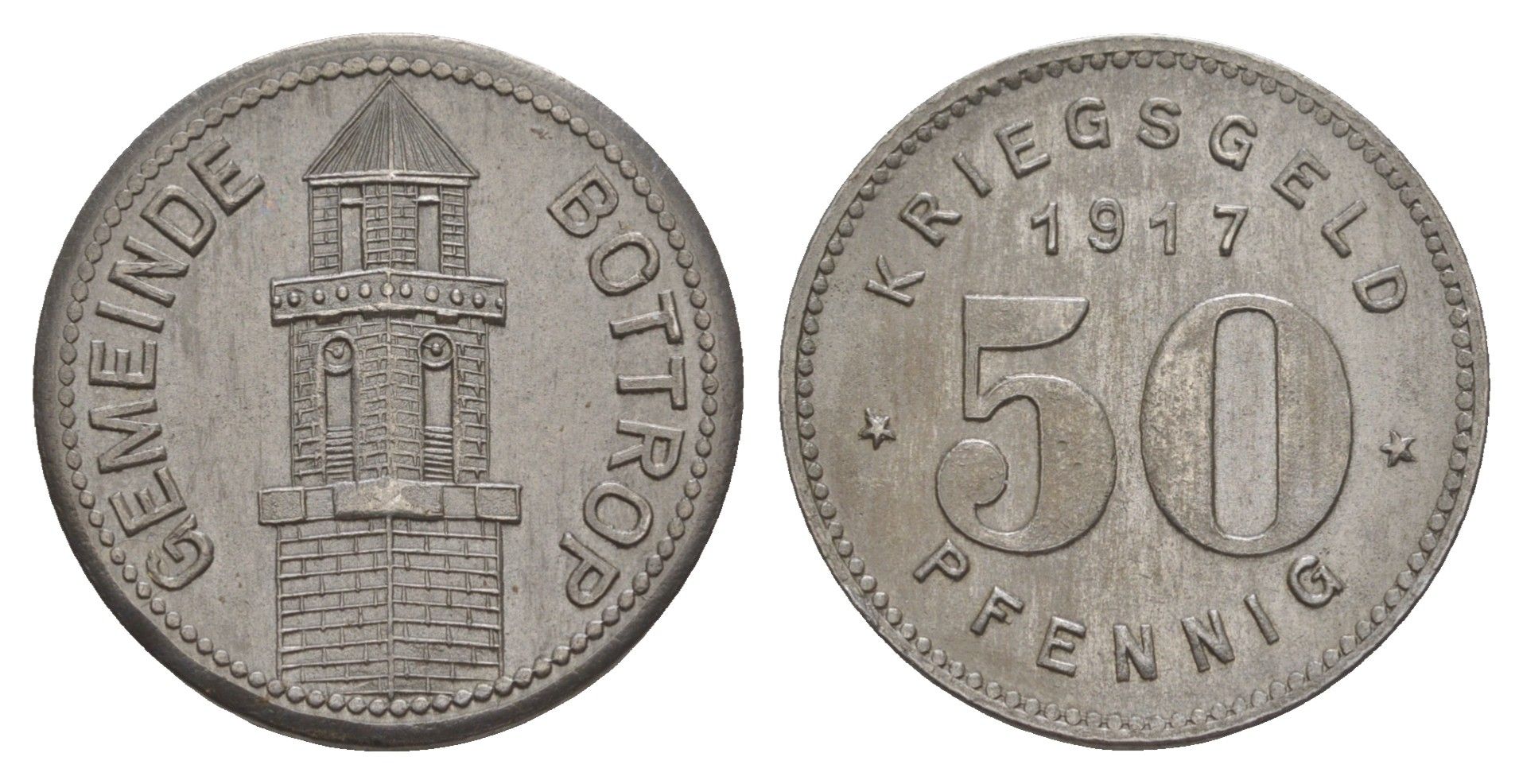 Боттроп 50 пфеннигов 1917 Funck 54.4, Men05 3320.4, Men18 4240.4 железо aUNC 4637-1157