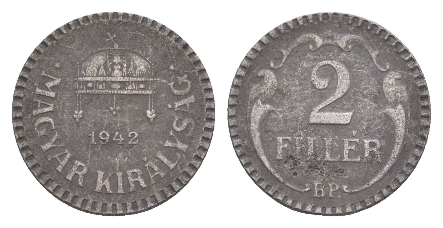 Венгрия 2 филлера 1942 BP KM 518 сталь 4651-1031