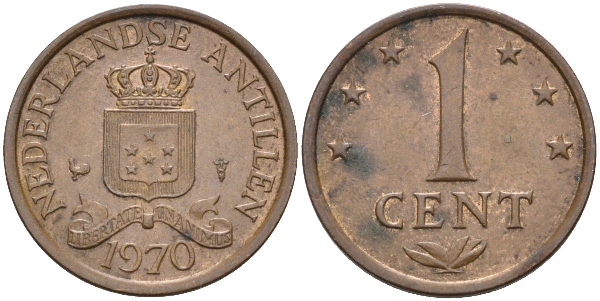 Нидерландские Антилы 1 цент 1970 Юлиана (1948-1980) KM 8 бронза 4564-1063