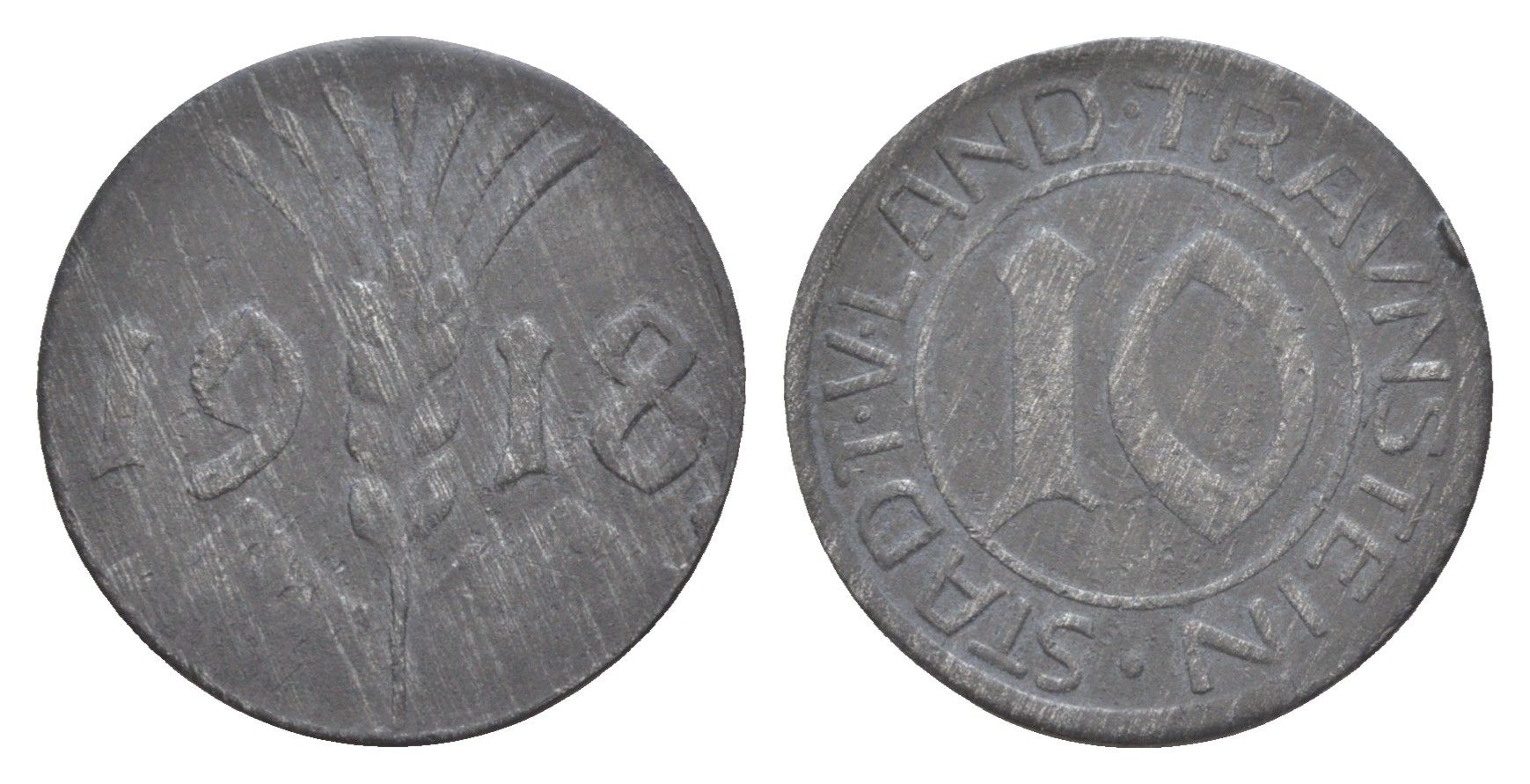 Траунштайн 10 пфеннигов 1918 Funck 545.4, Men18 31425.4 цинк 4636-745