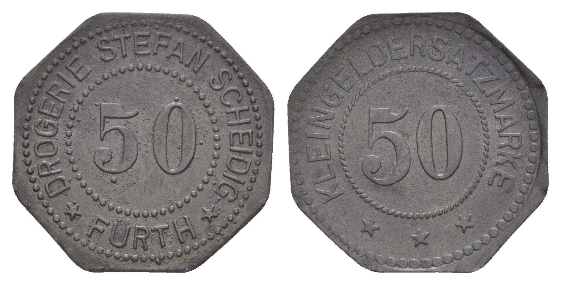 Фюрт 50 пфеннигов ND Аптечный жетон Men22 10528.2 цинк 1527-1432