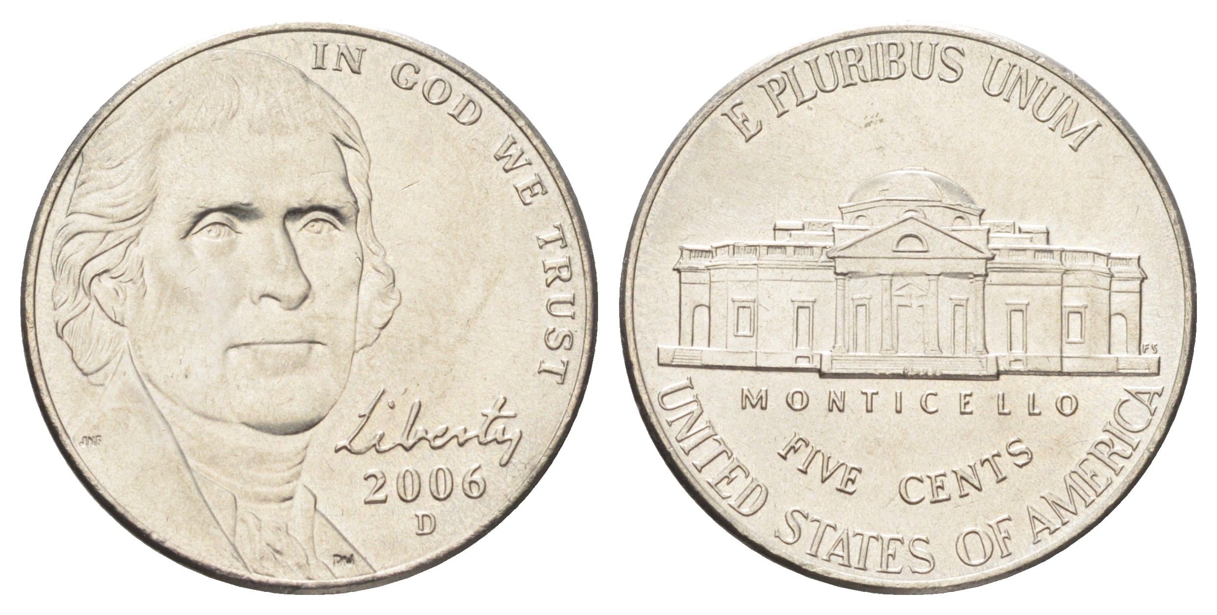 США 5 центов 2006 D KM 381 медно-никель UNC 4668-955