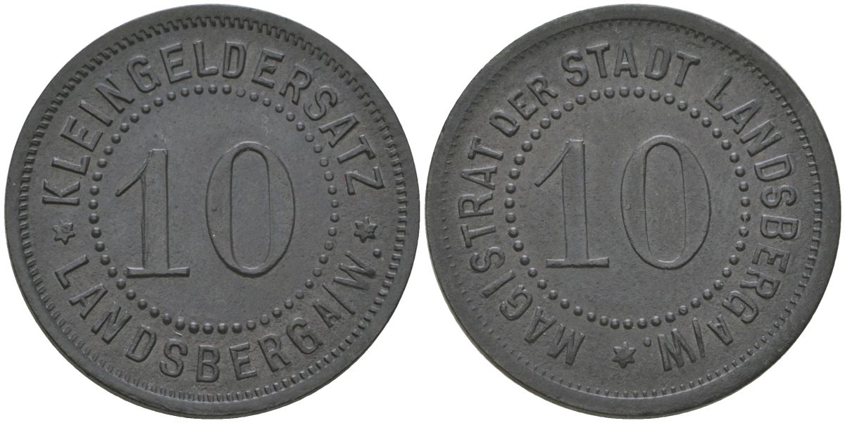 Ландсберг-на-Варте (Пруссия, Бранденбург) 10 пфенингов 1917 Funck 270.4, Men18 17840.4 цинк 4175-543