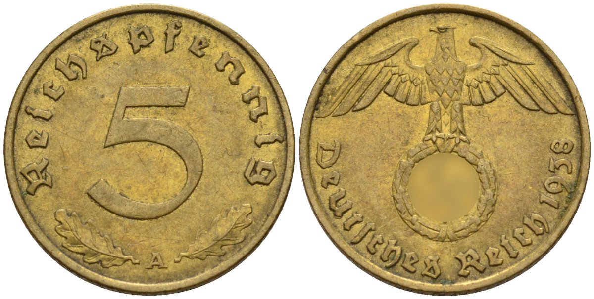 Германия 5 рейхспфеннигов 1938 A KM 91, J. 363 алюминиевая бронза 4151-823