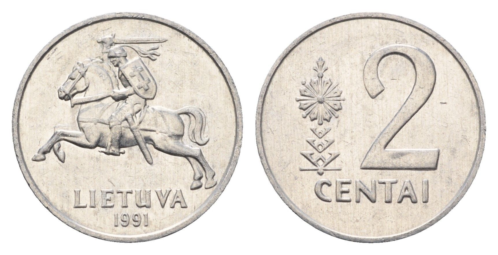 Литва 2 цента (сента) 1991 год-тип KM 86 алюминий aUNC 4689-1043