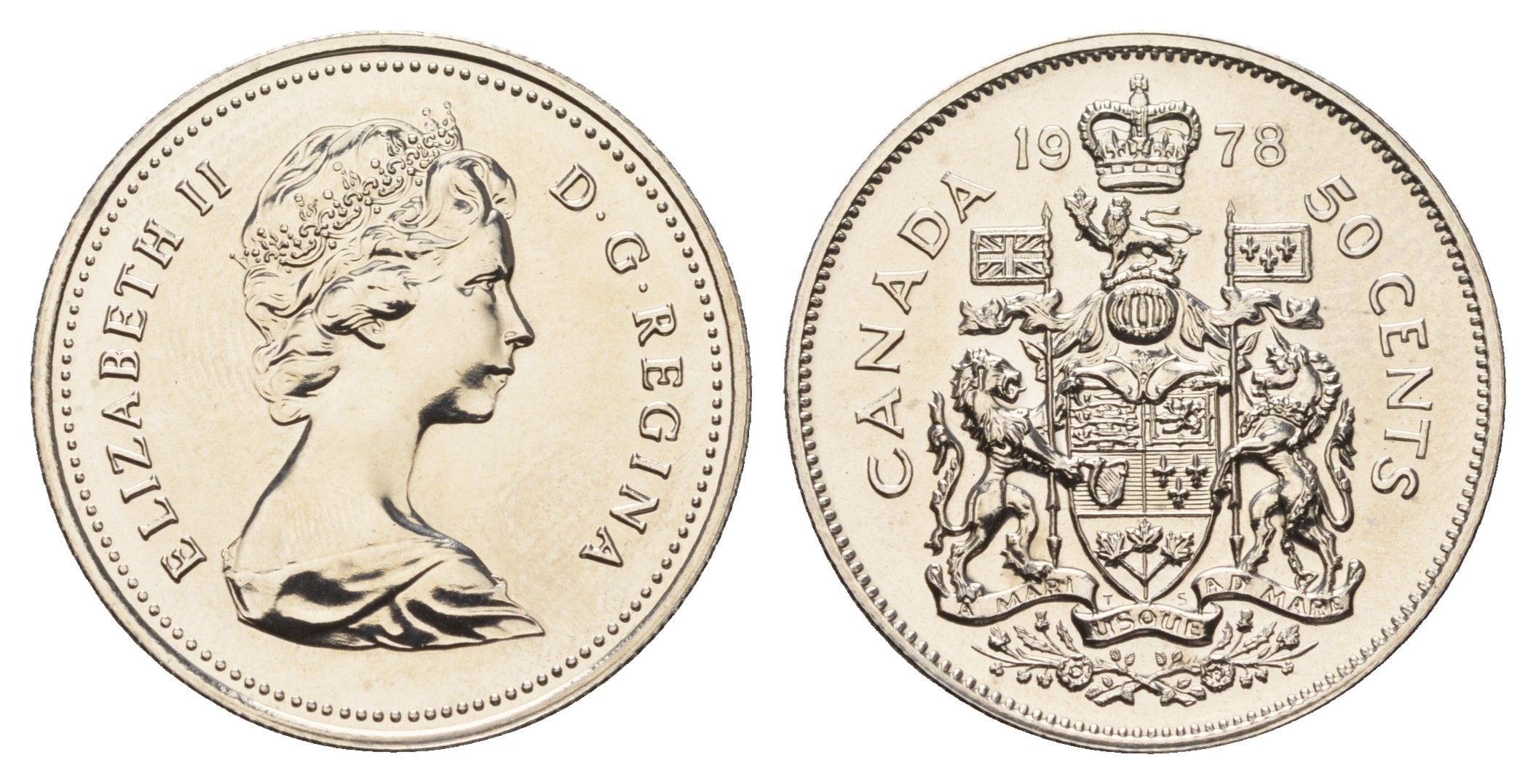 Канада 50 центов 1978 Елизавета II (1952-2022), герб KM 75.3 никель PROOF-LIKE (BU) 603-613