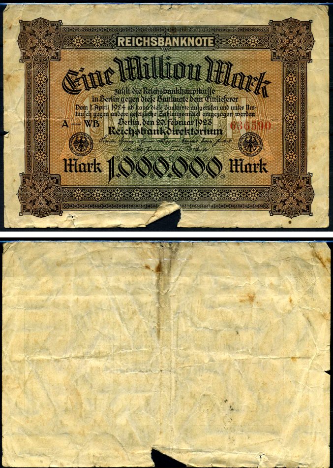 Германия 1000000 марок 1923 Pick 86 a бумага 7457-65-1-2