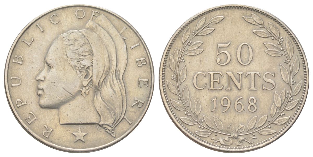 Либерия 50 центов 1968 KM 17a.2 медно-никель 4622-1243