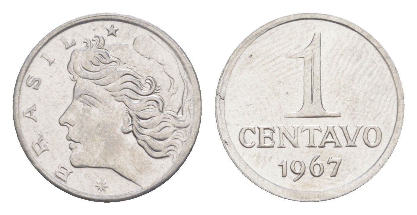 Бразилия 1 сентаво 1967 KM 575.1 нержавеющая сталь UNC 4644-368