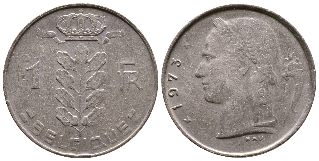 БЕЛЬГИЯ 1 ФРАНК 1973 BELGIQUE КМ 142.1 медно-никель 56-1156