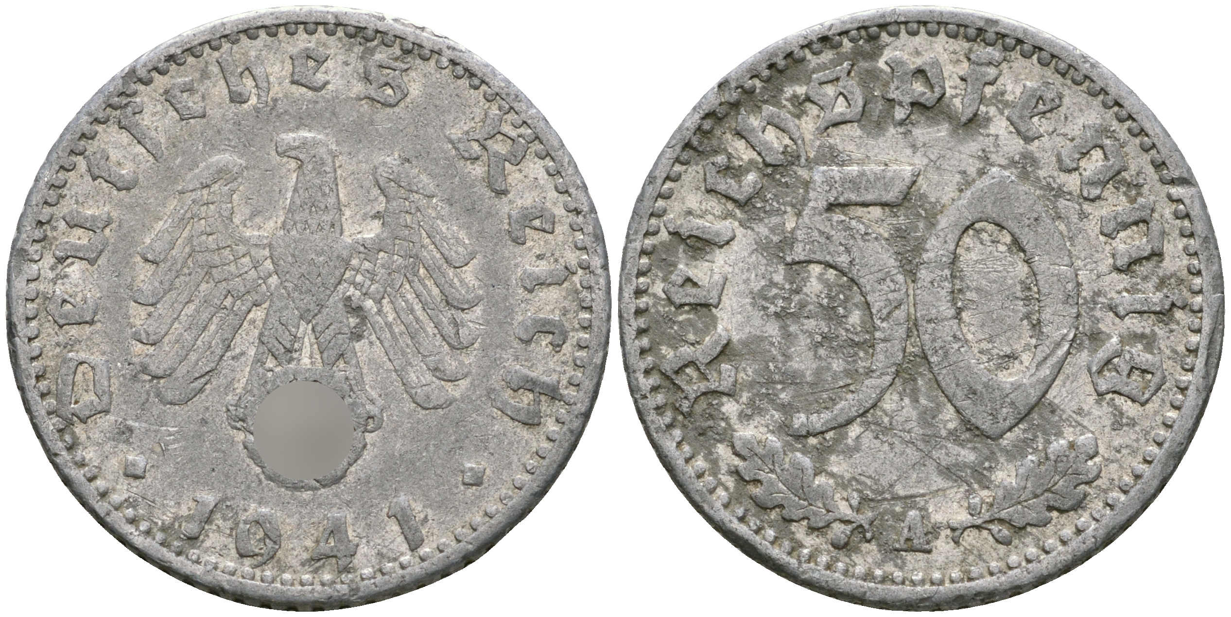 Германия 50 рейхспфеннигов 1941 A KM 96, J. 372 алюминий 08-1015