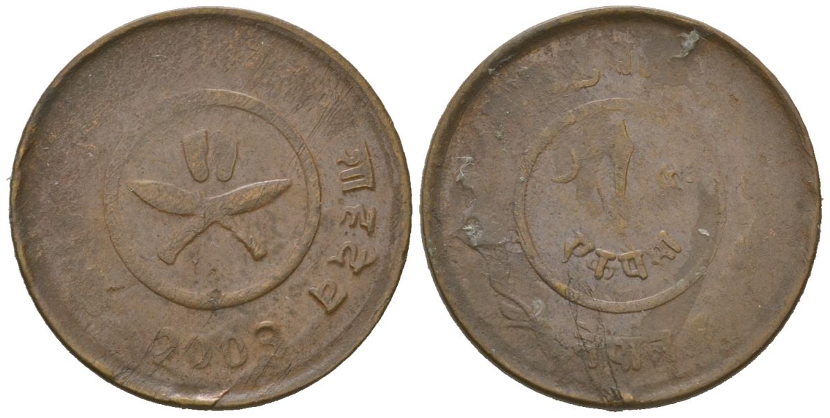 Непал 1 пайс 1946 BS 2003 KM 707a латунь 4615-148