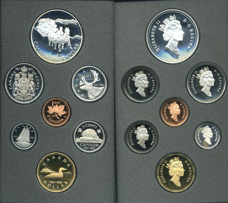 КАНАДА НАБОР ИЗ 7 МОНЕТ 1992 В ОРИГИНАЛЬНОЙ УПАКОВКЕ С СЕРТИФИКАТОМ PROOF 5-5-6