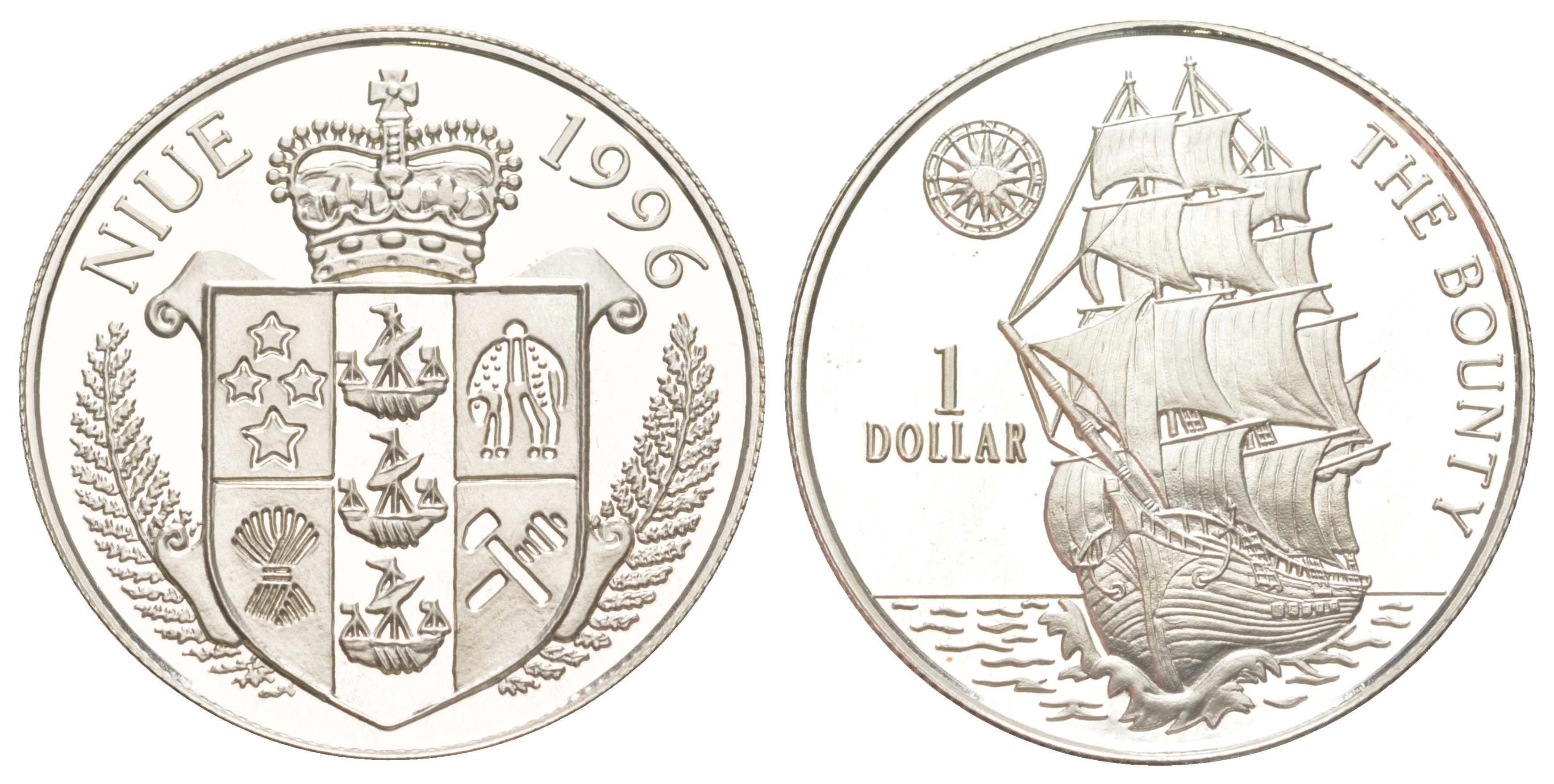 Ниуэ 1 доллар 1996 HMS Bounty KM 85 серебро 272-425