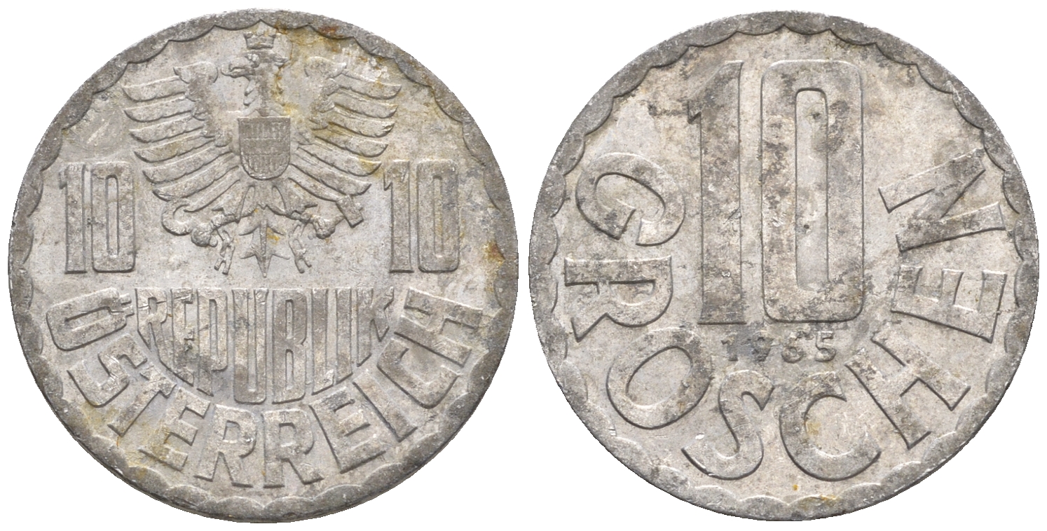 Австрия 10 грошей 1965 KM 2878 алюминий 60-1114