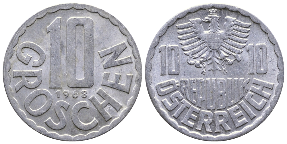 Австрия 10 грошей 1968 KM 2878 алюминий 53-744