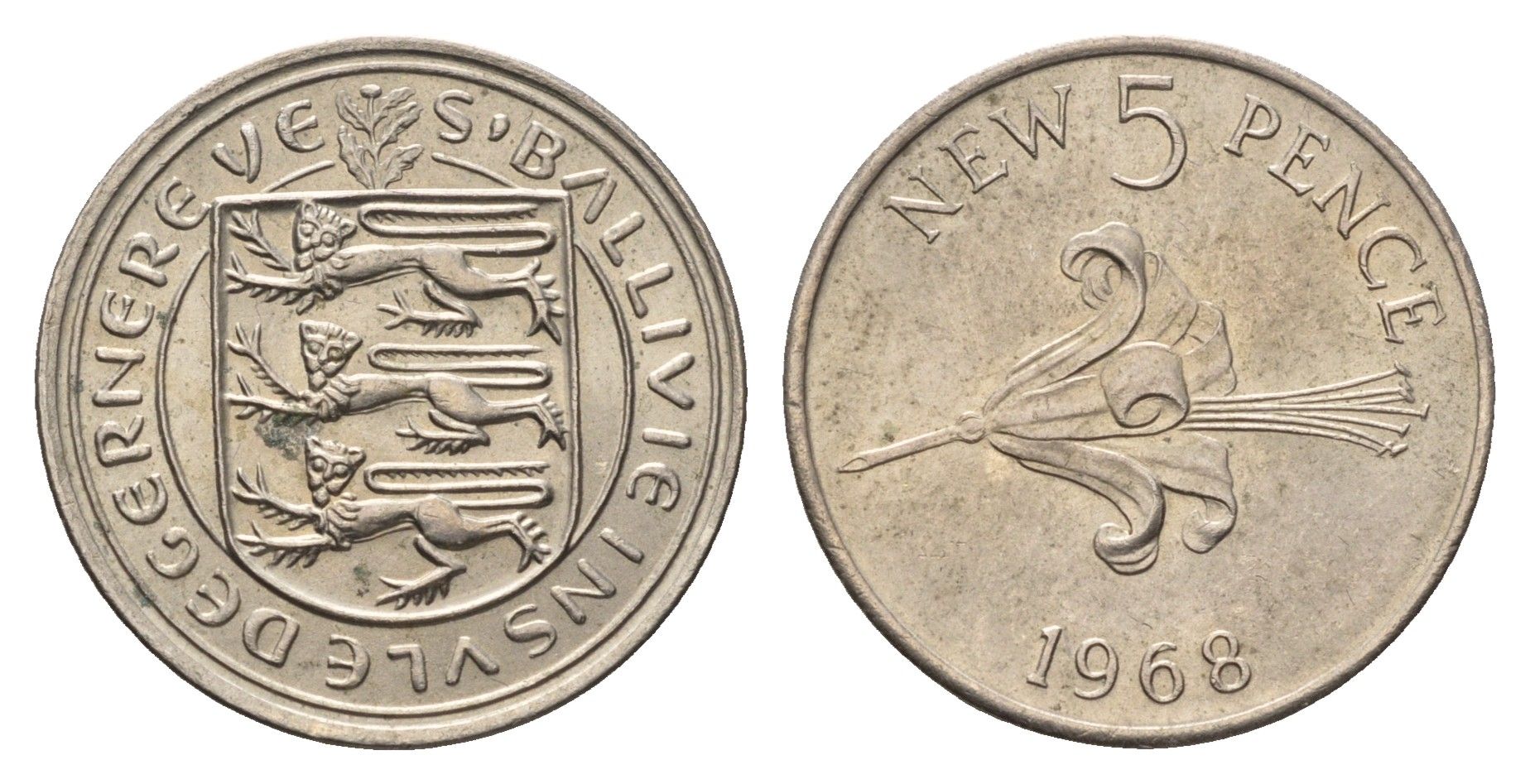 Гернси 5 новых пенсов 1968 KM 23 медно-никель UNC 73-1017