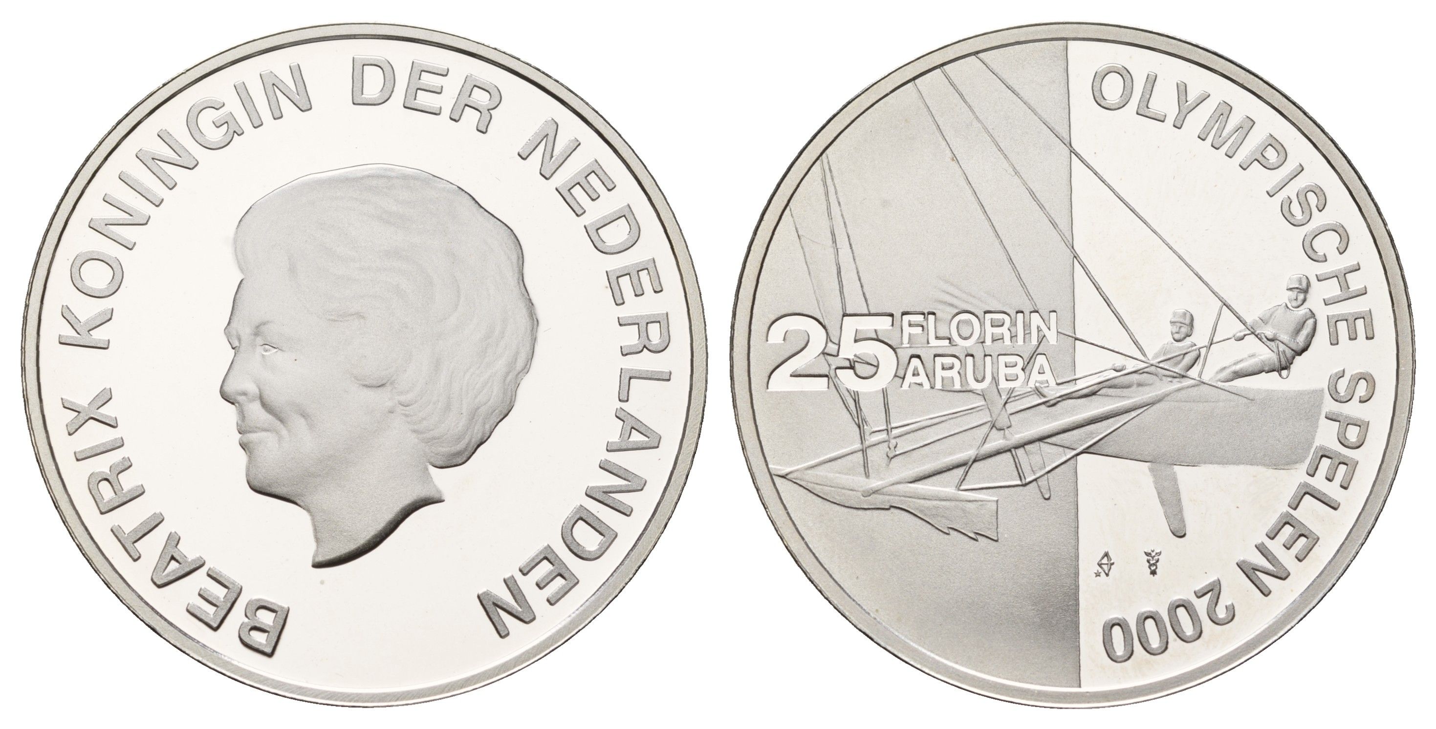 Аруба 25 флоринов 2000 XXVII летние Олимпийские Игры, Сидней 2000 KM 21 серебро PROOF 11-084-35