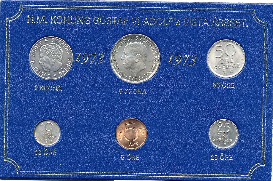 ШВЕЦИЯ НАБОР ИЗ 6 МОНЕТ 1973 04-062-203