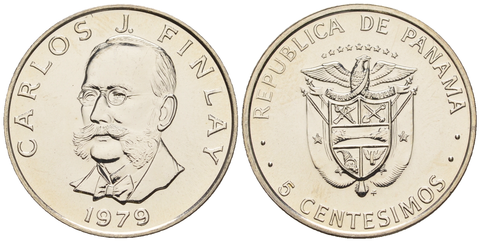 Панама 5 сентесимо 1979 Карлос Хуан Финлей KM 35.1 медь плакированная медно-никелем  UNC  M17-02