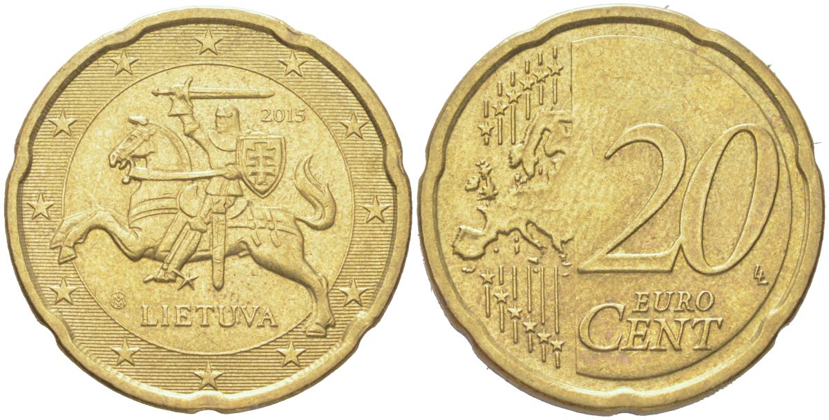 Литва 20 евроцентов 2015 KM 209 нордик 4122-1244