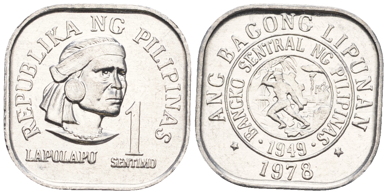 Филиппины 1 сентимо 1978 вождь острова Мактан Лапу-Лапу KM 205 алюминий  UNC  220-1116