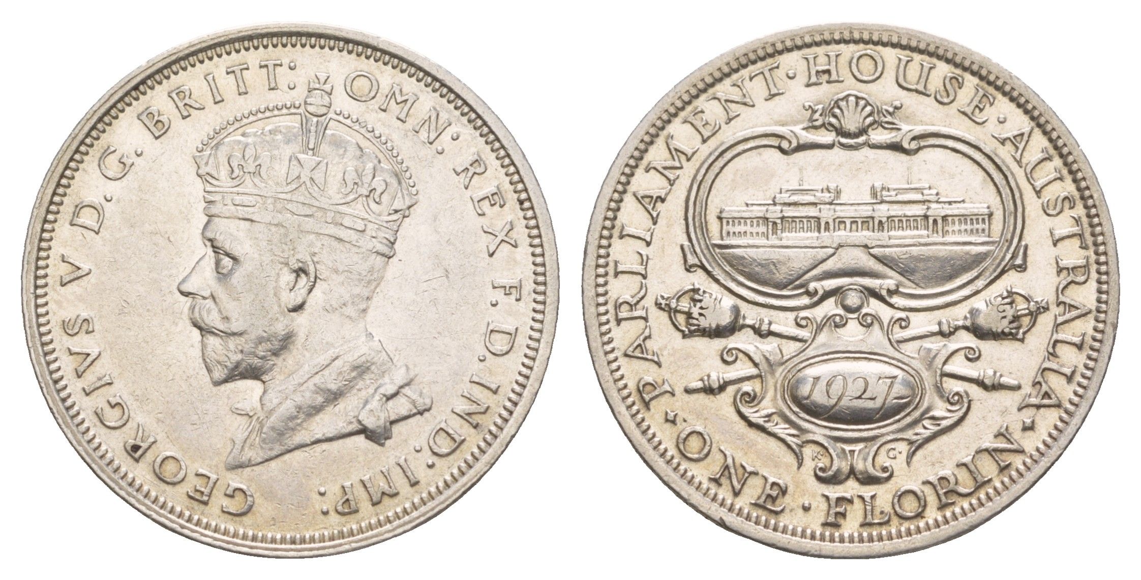 Австралия 2 шиллинга (флорин) 1927 Открытие здания парламента в Канберре KM 31 серебро 5010-1522