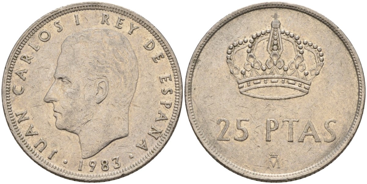 Испания 25 песет 1983 Хуан Карлос I (1975-2014) KM 824 медно-никель 4149-1111