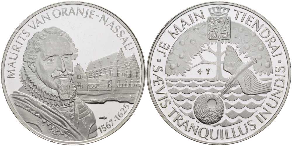 НИДЕРЛАНДЫ МЕДАЛЬ ND МОРИЦ (1567-1625), КОРОЛЬ НИДЕРЛАНДОВ И НАССАУ, ДИАМЕТР 38 ММ., ВЕС 25,08 ГР. серебро PROOF 1076-8-24