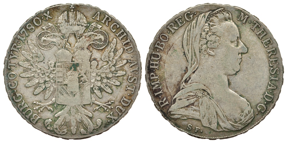 Австрия 1 талер 1780 SF, Мария Терезия, официальный рестрайк KM Т1 серебро 413-534