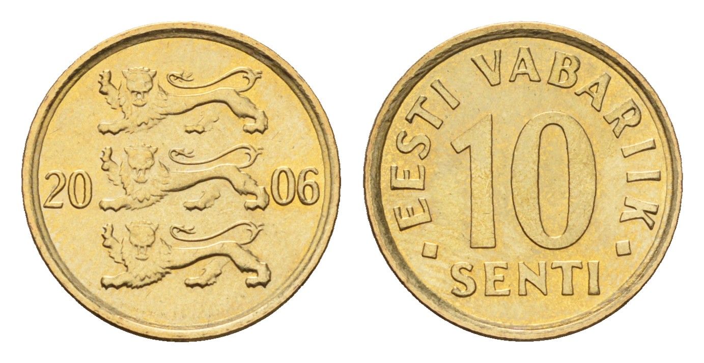 Эстония 10 сентов 2006 KM 22 латунь UNC 4685-634