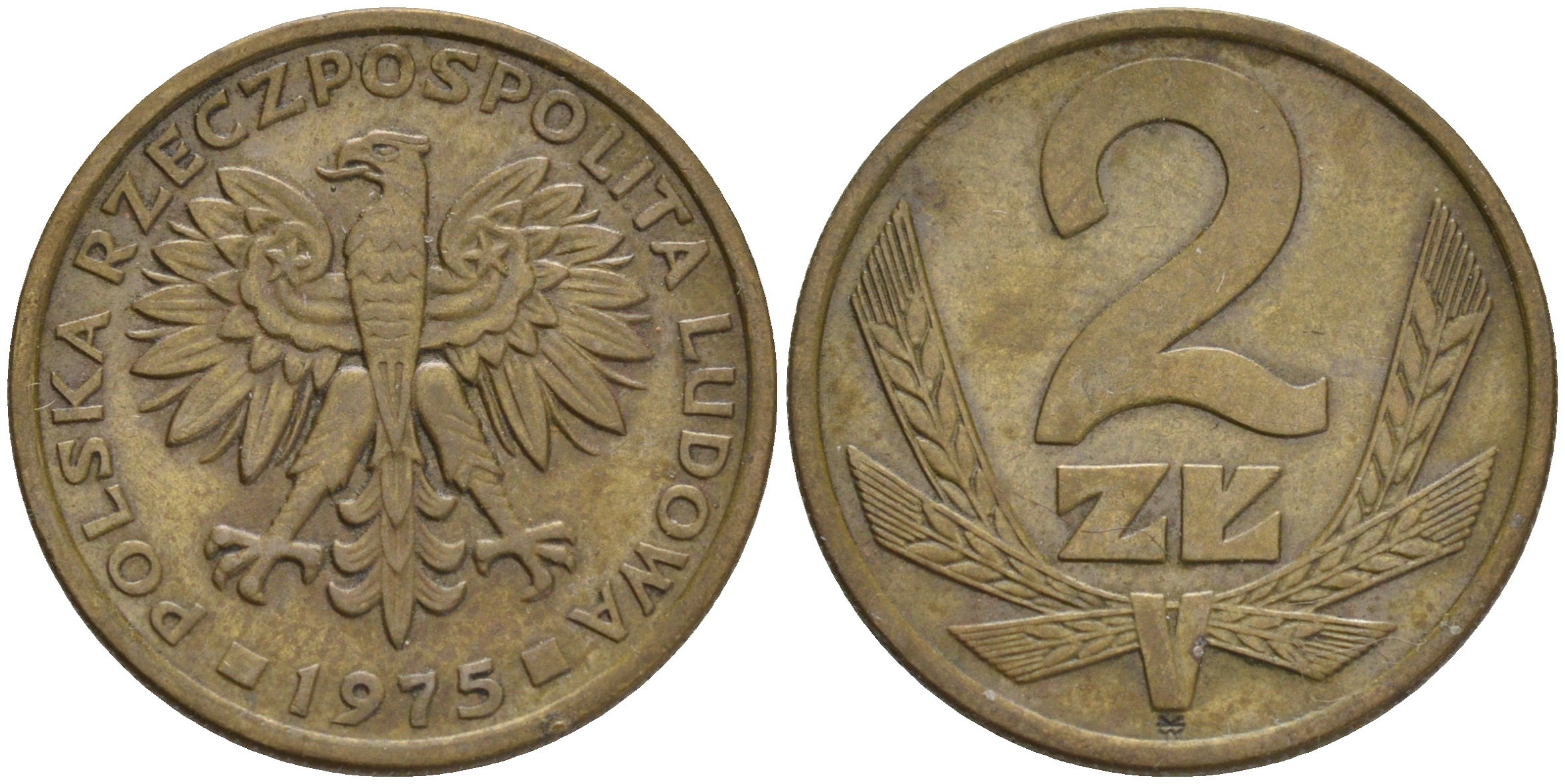 ПОЛЬША 2 ЗЛОТЫХ 1975 ЛЕНИНГРАДСКИЙ МОНДВОР KM 80.1 латунь VF-XF 192-839