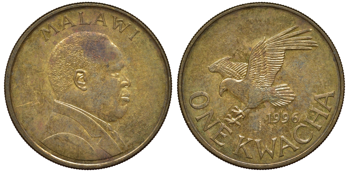 Малави 1 квача 1996 орел KM 28 сталь плакированная латунью 4162-342